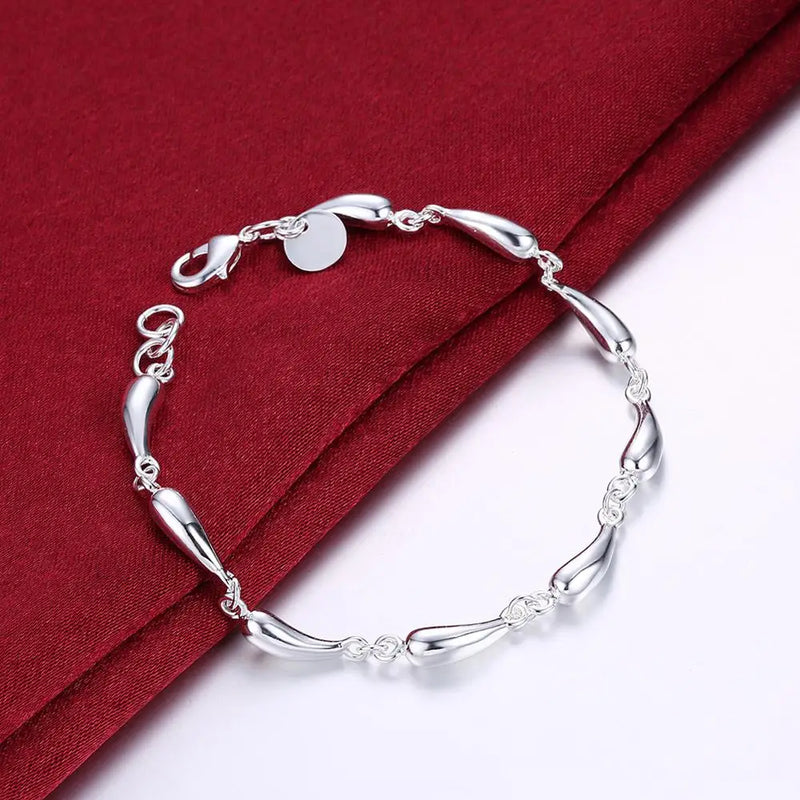 925 Silver Tear Waterdrop Couple Lady Bracelet Charm