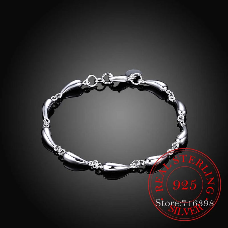 Sterling Silver Tear/Waterdrop Couple Lady Bracelet Charm