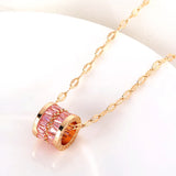Lucky Crystal Pendant Necklace For Women Stainless Steel Chain