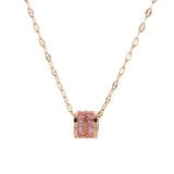 Lucky Crystal Pendant Necklace For Women Stainless Steel Chain