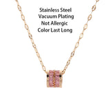 Lucky Crystal Pendant Necklace For Women Stainless Steel Chain