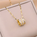 Lucky Crystal Pendant Necklace For Women Stainless Steel Chain