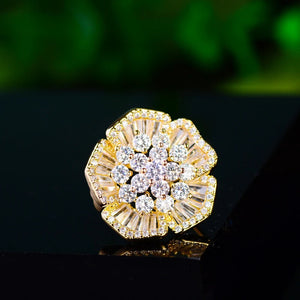 Zircon Flower Lapel Pins Shirt Button Brooch for Women