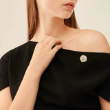 Zircon Flower Lapel Pins Shirt Button Brooch for Women