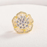 Zircon Flower Lapel Pins Shirt Button Brooch for Women