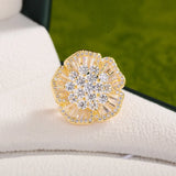 Zircon Flower Lapel Pins Shirt Button Brooch for Women