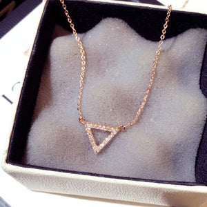 Triangle Women Necklace Rose Thin Chain Zircon Choker Pendant