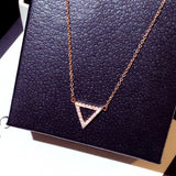 Triangle Women Necklace Rose Thin Chain Zircon Choker Pendant