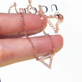 Triangle Women Necklace Rose Thin Chain Zircon Choker Pendant