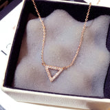 Triangle Women Necklace Rose Thin Chain Zircon Choker Pendant