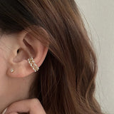 Double Layer Pearl Clip Earrings Zircon Ear Cuff Clip