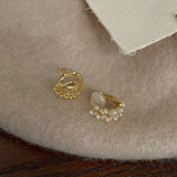 Double Layer Pearl Clip Earrings Zircon Ear Cuff Clip