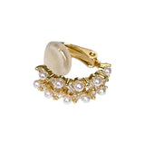 Double Layer Pearl Clip Earrings Zircon Ear Cuff Clip