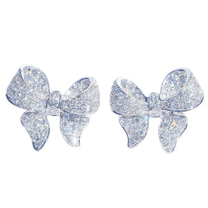 Bling Bow Stud Earrings Zircon Inlaid Wedding Jewelry Gift