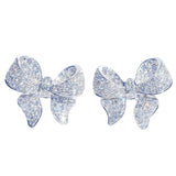 Bling Bow Stud Earrings Zircon Inlaid Wedding Jewelry Gift