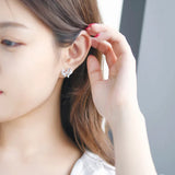 Bling Bow Stud Earrings Zircon Inlaid Wedding Jewelry Gift