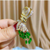 Bowknot Tassel Brooches Pins Jewelry Cubic Zirconia Wedding Party Bouttoniere