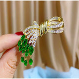 Bowknot Tassel Brooches Pins Jewelry Cubic Zirconia Wedding Party Bouttoniere