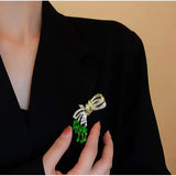 Bowknot Tassel Brooches Pins Jewelry Cubic Zirconia Wedding Party Bouttoniere