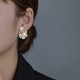 Flower Pearl Stud Earrings For Women Shell Ball Girls Jewelry Date