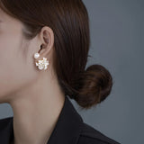 Flower Pearl Stud Earrings For Women Shell Ball Girls Jewelry Date