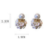 Flower Pearl Stud Earrings For Women Shell Ball Girls Jewelry Date