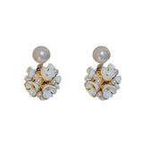 Flower Pearl Stud Earrings For Women Shell Ball Girls Jewelry Date