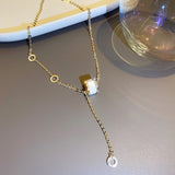 Circle Opal Women Necklace 14K Micro Zircon Choker Gift