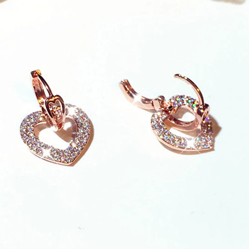 CZ Heart Earrings Flash Rhinestone Wedding Party