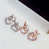 CZ Heart Earrings Flash Rhinestone Wedding Party