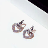 CZ Heart Earrings Flash Rhinestone Wedding Party