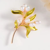 Freshwater Pearl Branch Brooches for Women Plant Corsage Accessories