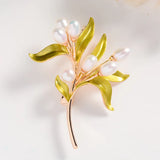 Freshwater Pearl Branch Brooches for Women Plant Corsage Accessories