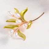 Freshwater Pearl Branch Brooches for Women Plant Corsage Accessories