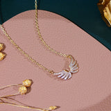 14K CZ Angel Wing Necklace for Lady Daily Jewelry Pendant Gift