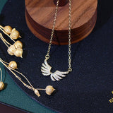 14K CZ Angel Wing Necklace for Lady Daily Jewelry Pendant Gift