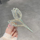 Geometric Tulip Flower Hair Clip Claw with Rhinestones & Pearl, Hair Accessories