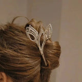 Geometric Tulip Flower Hair Clip Claw with Rhinestones & Pearl, Hair Accessories