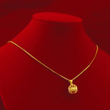 24K Wedding Engagement Pendant Necklace for Women Hollow Ball Chain Jewelry