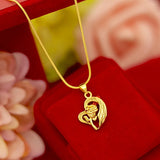 Heart Shaped 14k Yellow Pendant Necklace for Women Wedding