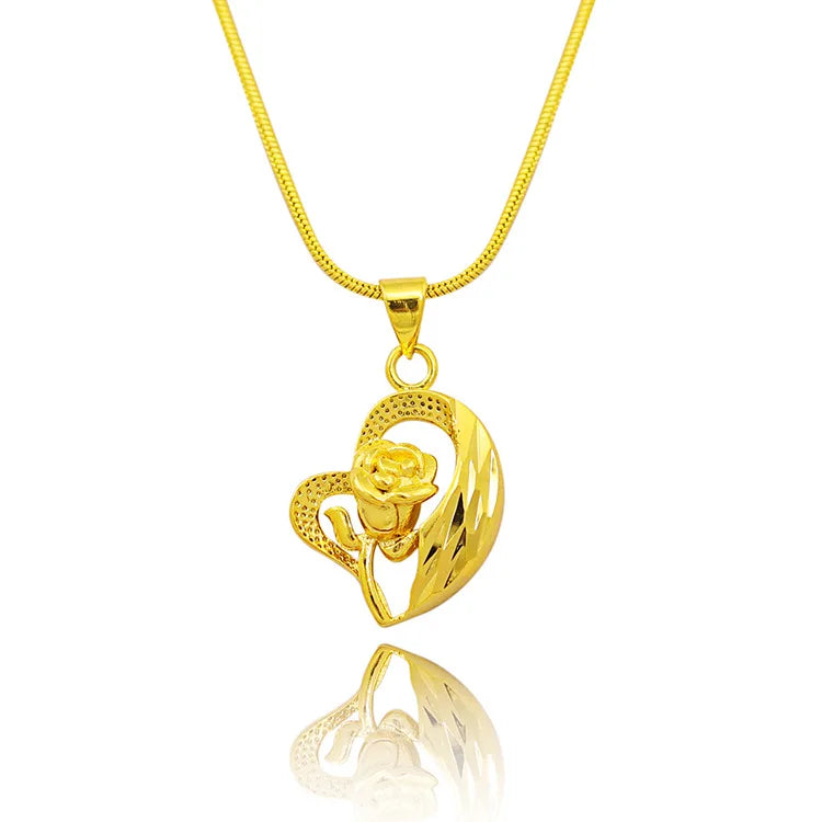 Heart Shaped 14k Yellow Pendant Necklace for Women Wedding