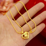 Heart Shaped 14k Yellow Pendant Necklace for Women Wedding