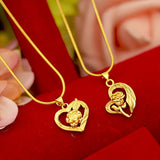 Heart Shaped 14k Yellow Pendant Necklace for Women Wedding
