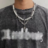 Hip Hop Punk Rivets Chains Choker Necklace for Party Club