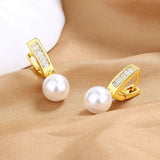 Round Pearl Hoop Earrings for Women Charm Gift
