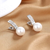 Round Pearl Hoop Earrings for Women Charm Gift