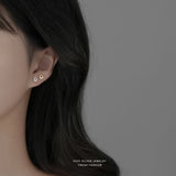925 Silver Zircon Bow Stud Earrings for Women Girl