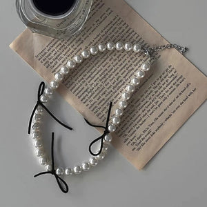 Pearl Choker Necklace Bowknot Bridal Wedding Jewelry