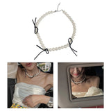 Pearl Choker Necklace Bowknot Bridal Wedding Jewelry
