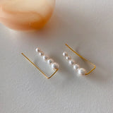 Pearl Climber Crawler Clip Earrings Charm Piercing Jewelry
